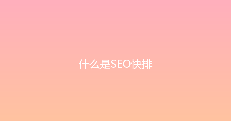 什么是SEO快排 封面图