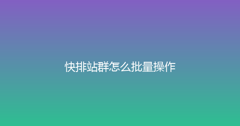 快排站群怎么批量操作 封面图