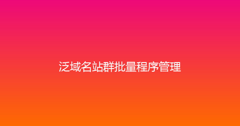 泛域名站群批量程序管理 封面图
