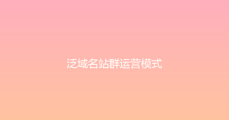 泛域名站群运营模式 封面图