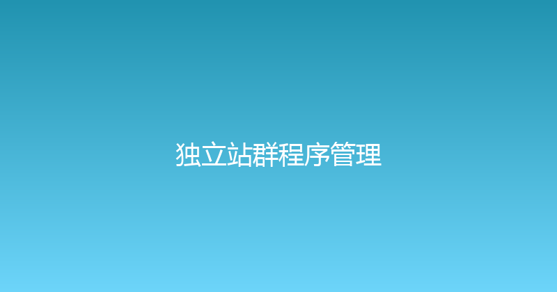 独立站群程序管理 封面图