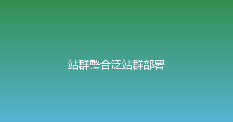站群整合泛站群部署 封面图