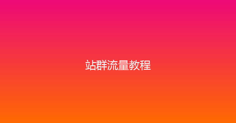 站群流量教程 封面图