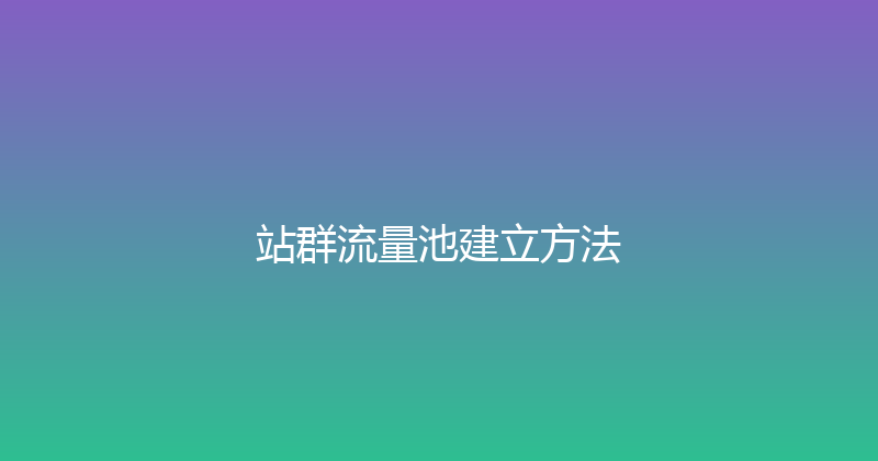 站群流量池建立方法 封面图