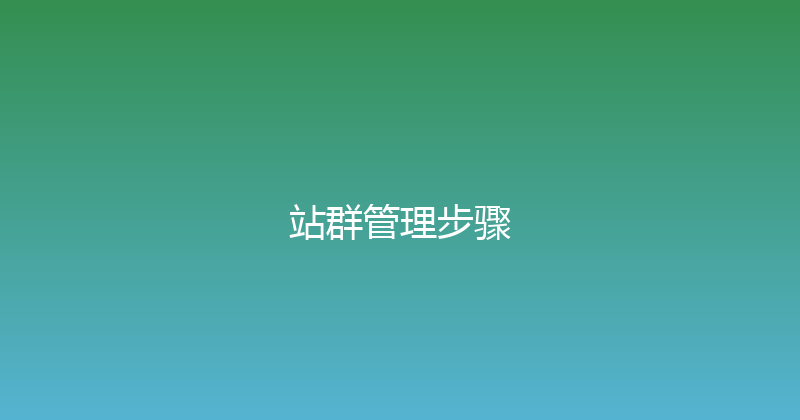 站群管理步骤 封面图