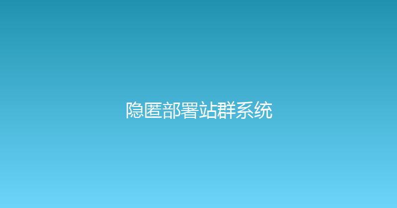 隐匿部署站群系统 封面图