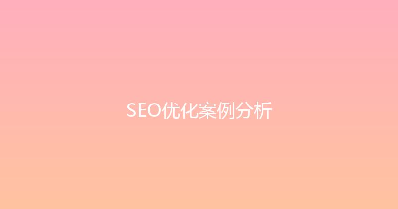 SEO优化案例分析 封面图