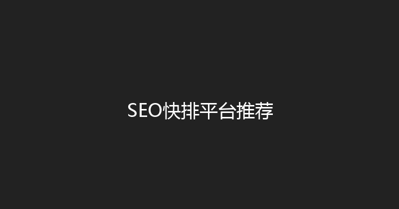 SEO快排平台推荐 封面图