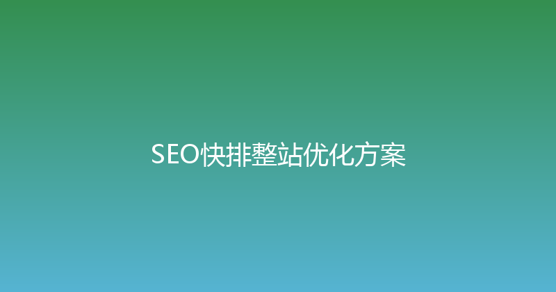 SEO快排整站优化方案 封面图