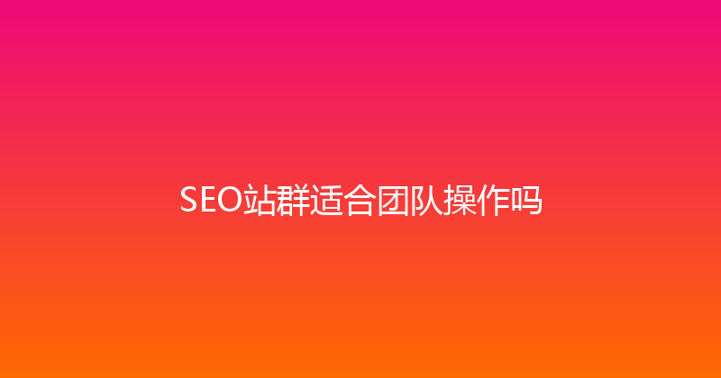 SEO站群适合团队操作吗 封面图